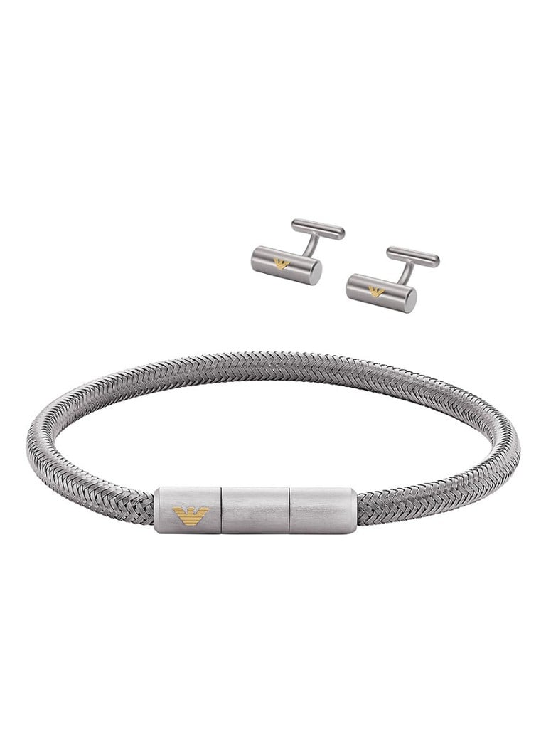 Emporio Armani Key Basics set van armband en manchetknopen EGS3044SET •  Zilver •
