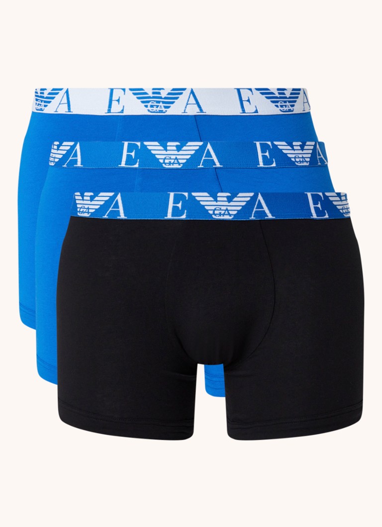 Emporio Armani - Monogram boxershorts met logoband in 3-pack - Blauw