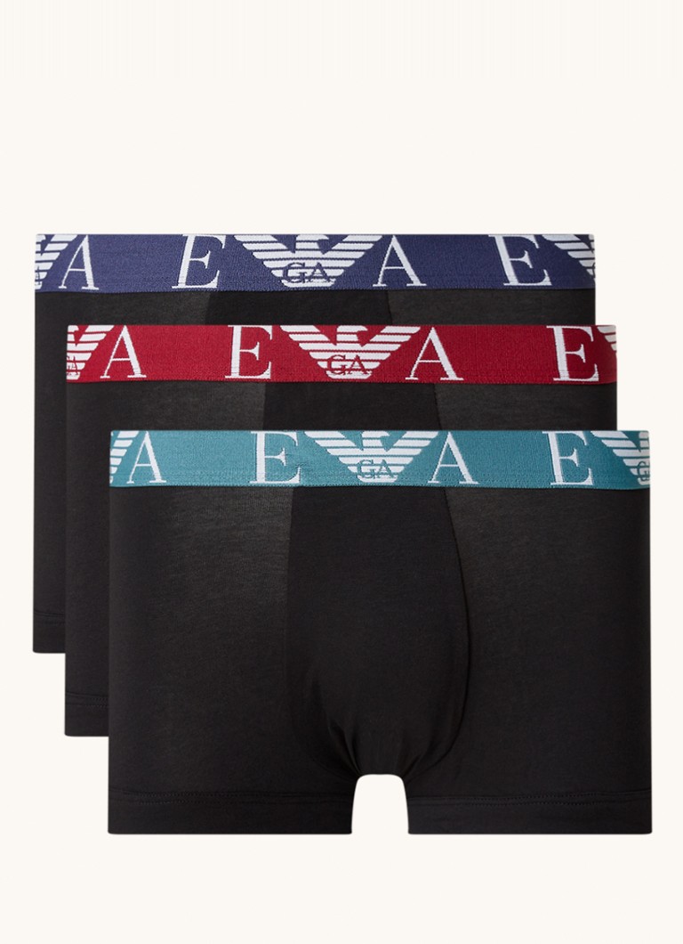 Emporio Armani - Monogram boxershorts met logoband in 3-pack - Zwart