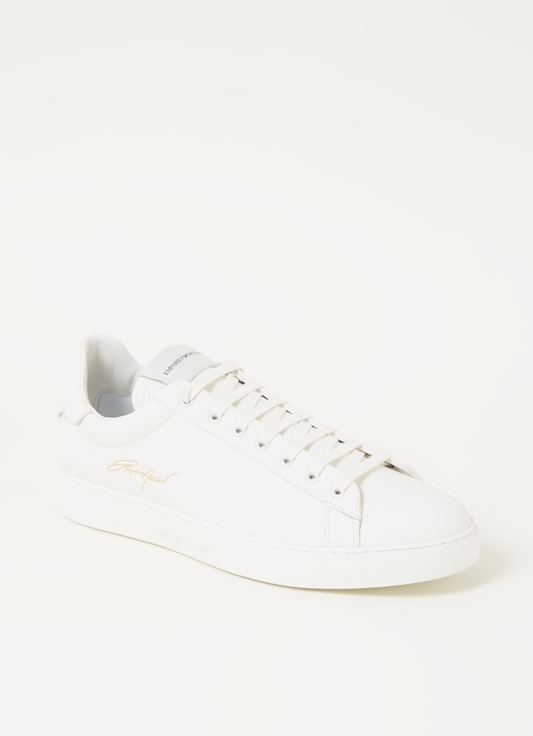 Emporio Armani - Sneaker en cuir avec logo - Blanc