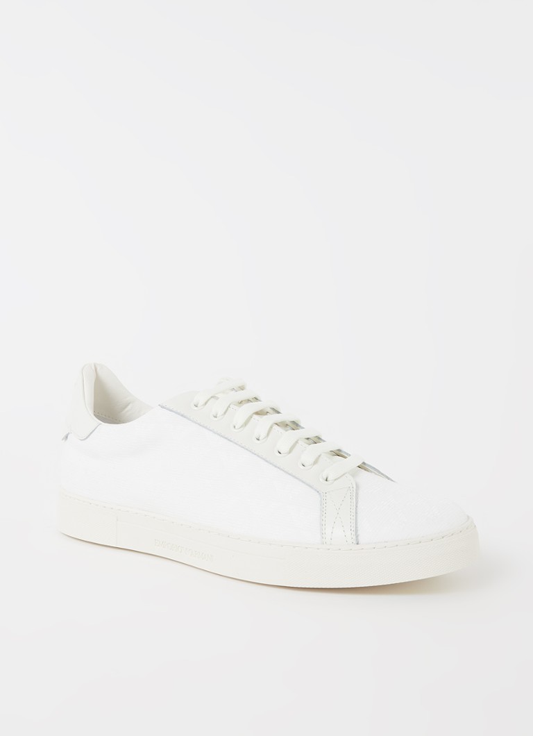 Emporio Armani - Sneaker van leren details - Gebroken wit