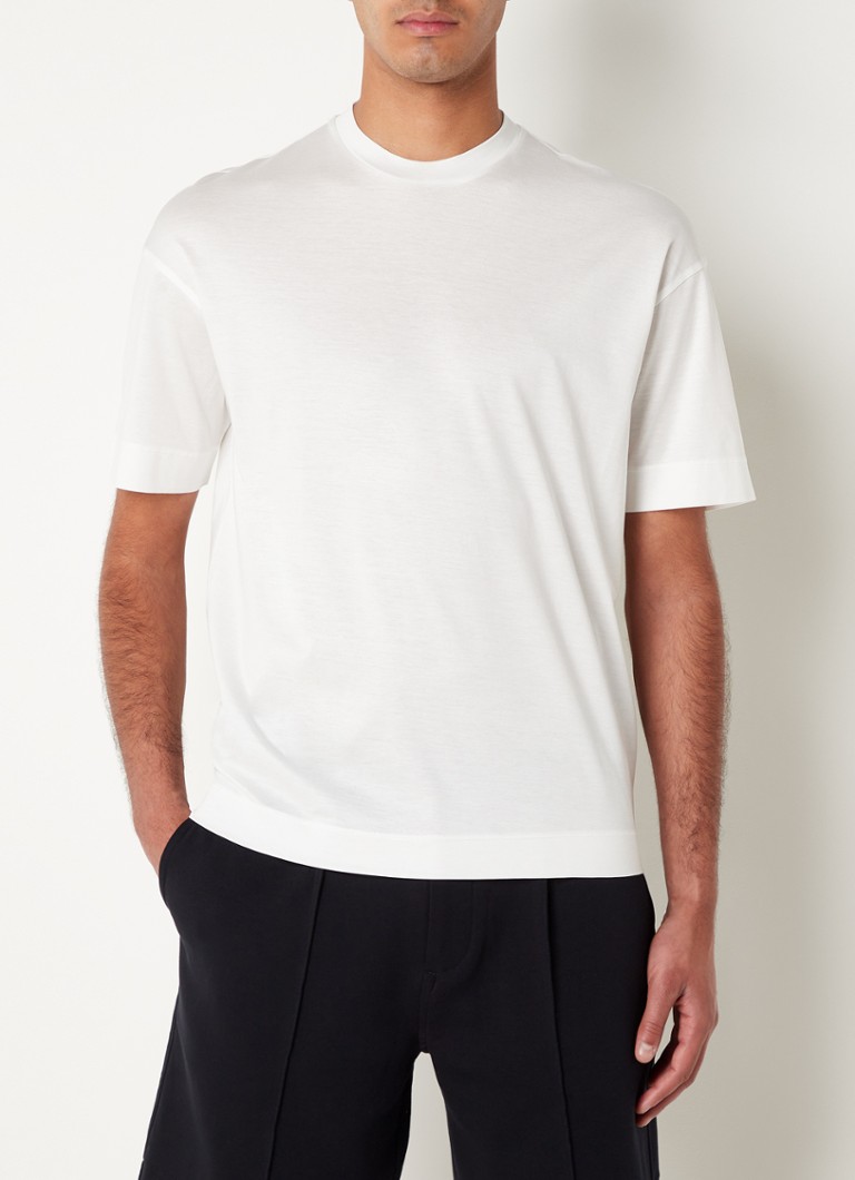 Emporio Armani - T-shirt in lyocellblend met ronde hals - Wit