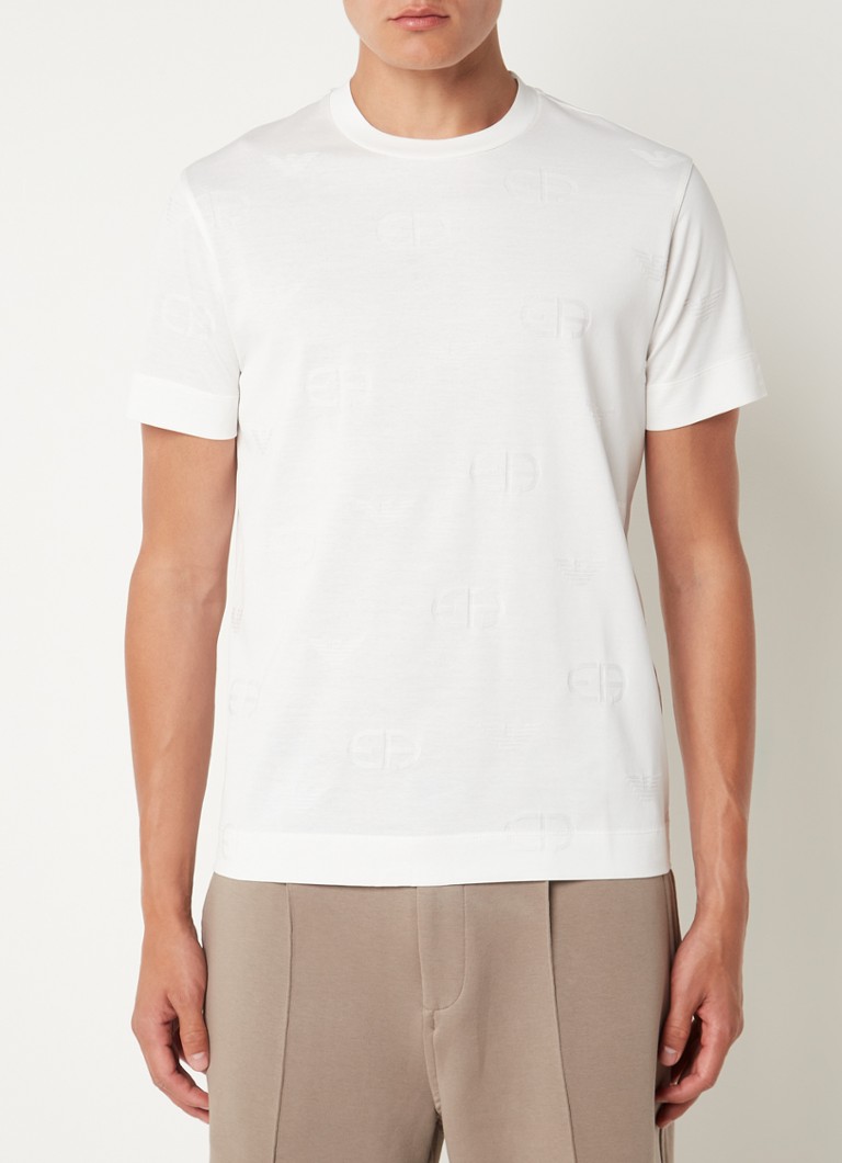 Emporio Armani - T-shirt met ingebreid logo - Wit