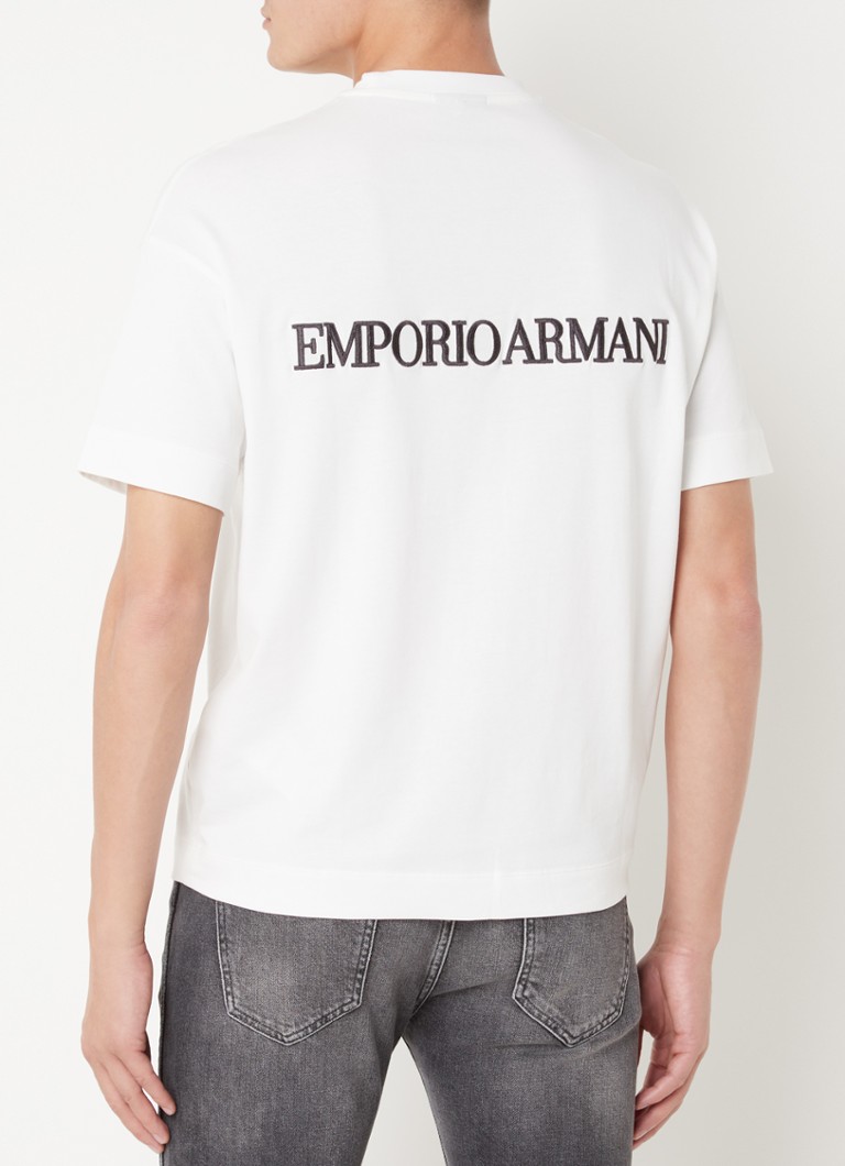 Emporio Armani - T-shirt met logo- en backprint - Wit