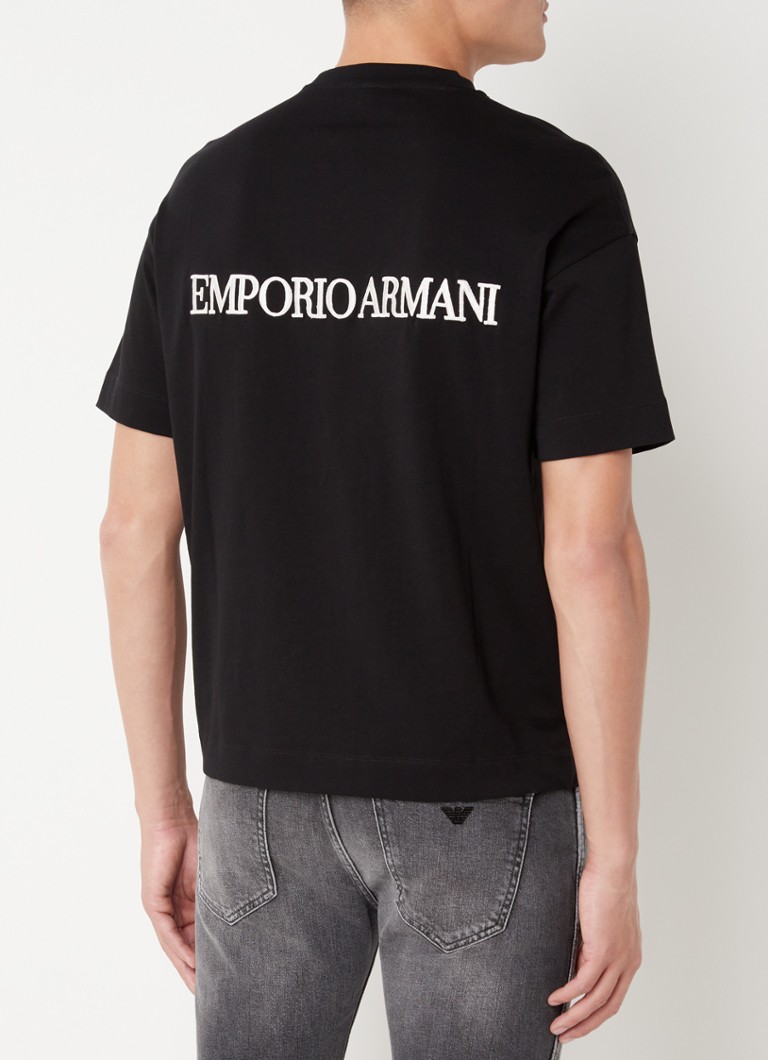 Emporio Armani - T-shirt met logo- en backprint - Zwart