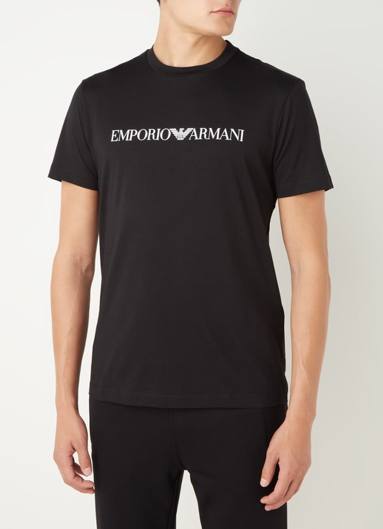 Heren Kleding voor voor T-shirts voor T-shirts met korte mouw Emporio Armani Katoen T-shirt Met Logoprint in het Zwart voor heren 