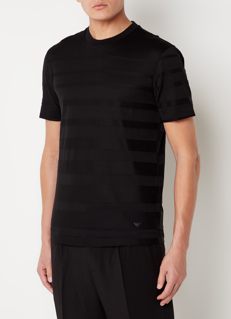 Emporio Armani - T-shirt met ribstructuur  - Zwart
