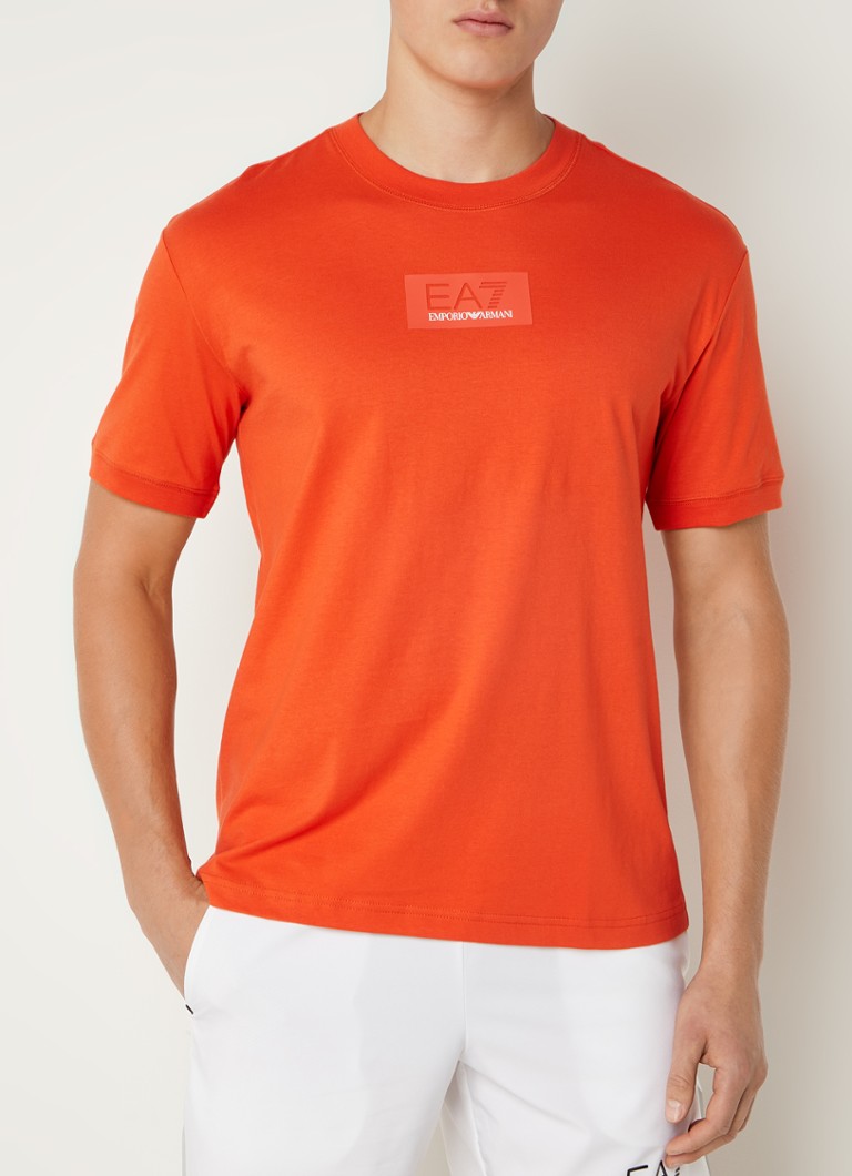 Emporio Armani - Trainings T-shirt met logoprint  - Oranjerood