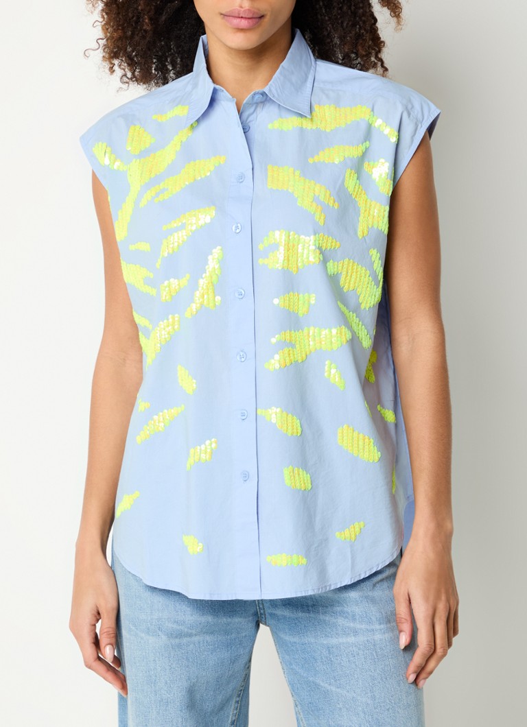Essentiel Antwerp - Hixie blouse met pailletten - Lichtblauw