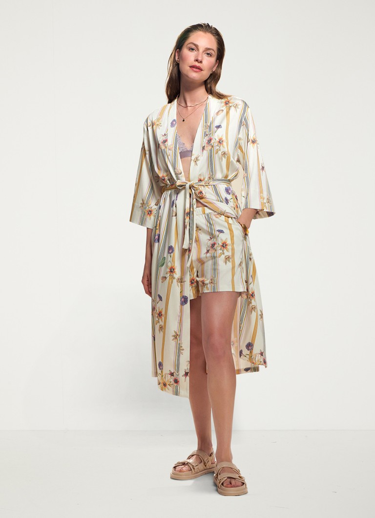 Essenza - Ilona Amare kimono met bloemenprint - Gebroken wit