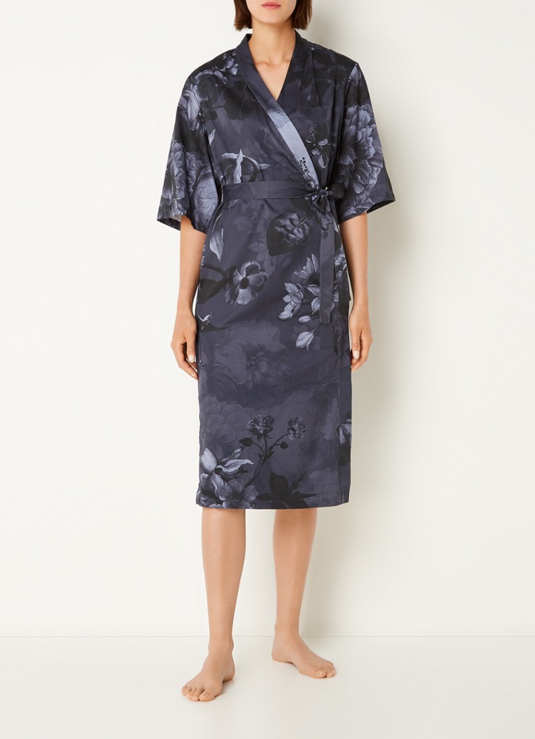 Essenza - Sarai Flora kimono met bloemenprint - Donkerblauw