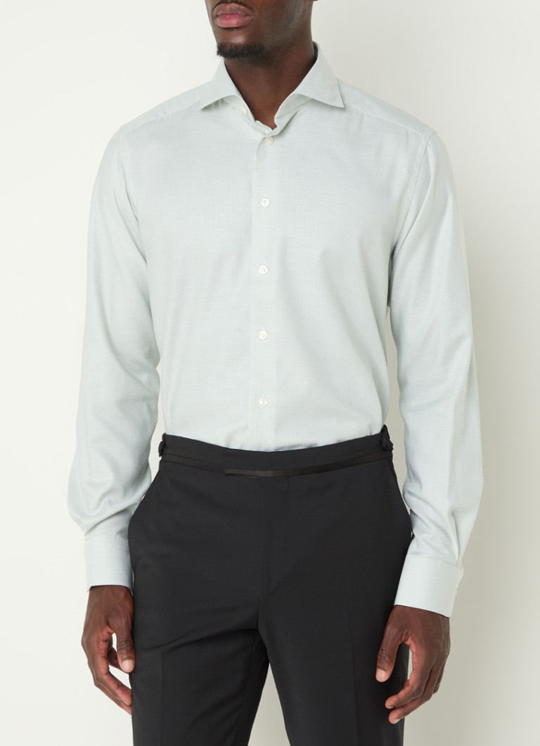 Eton - Slim fit overhemd met microdessin - Lichtgroen