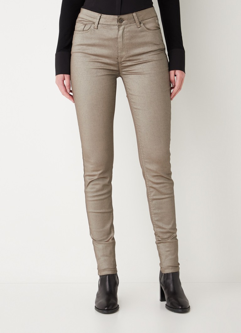 Expresso - Mid waist skinny jeans met coating - Goud