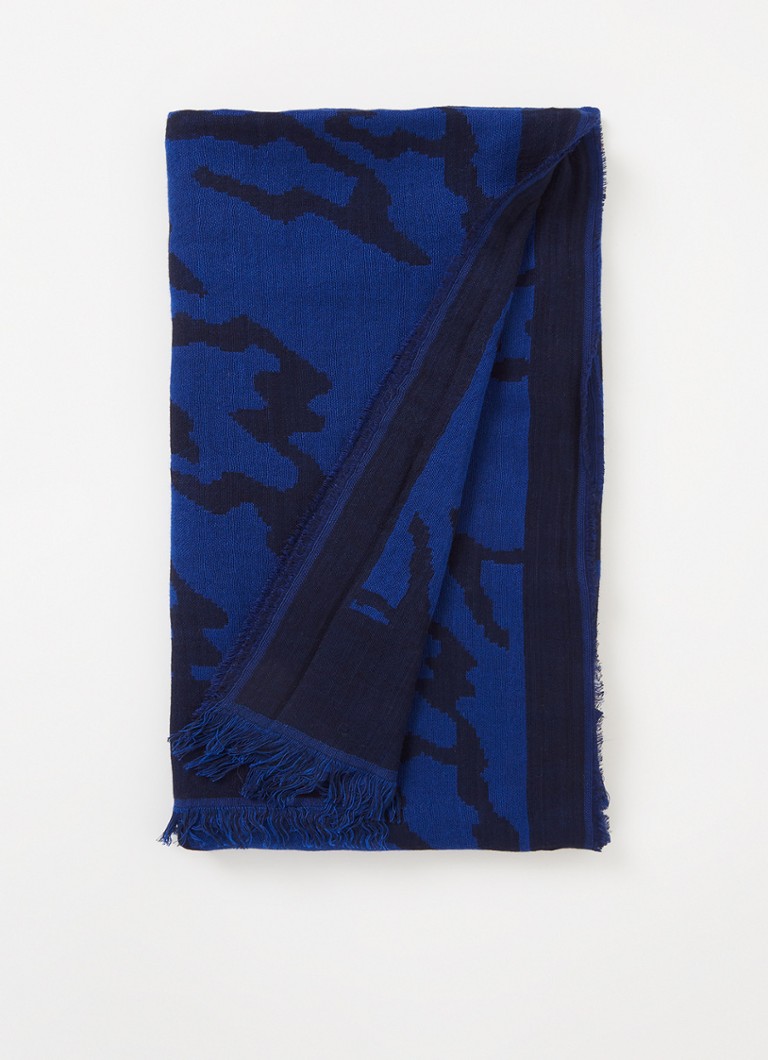 Expresso - Sjaal met print 195 x 95 cm - Donkerblauw