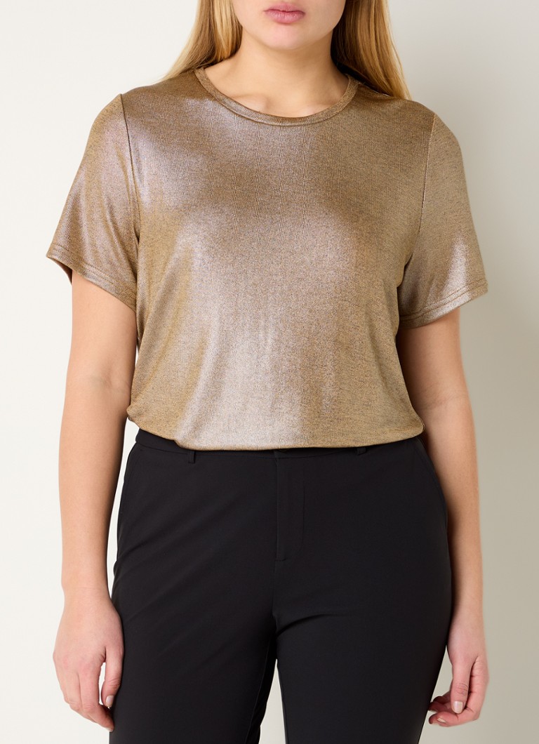 Expresso - T-shirt met metallic finish - Zand