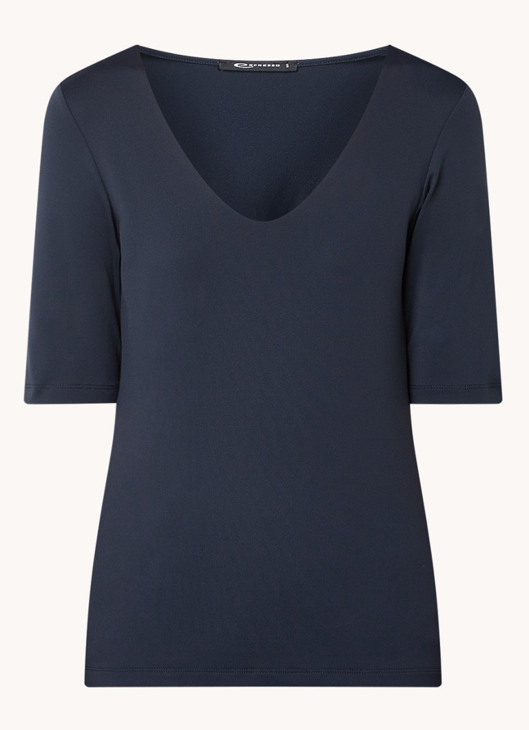 Expresso T-shirt met V-hals en stretch