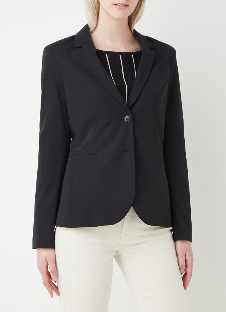 Expresso - Xowly blazer van travelstof met paspelzakken - Zwart