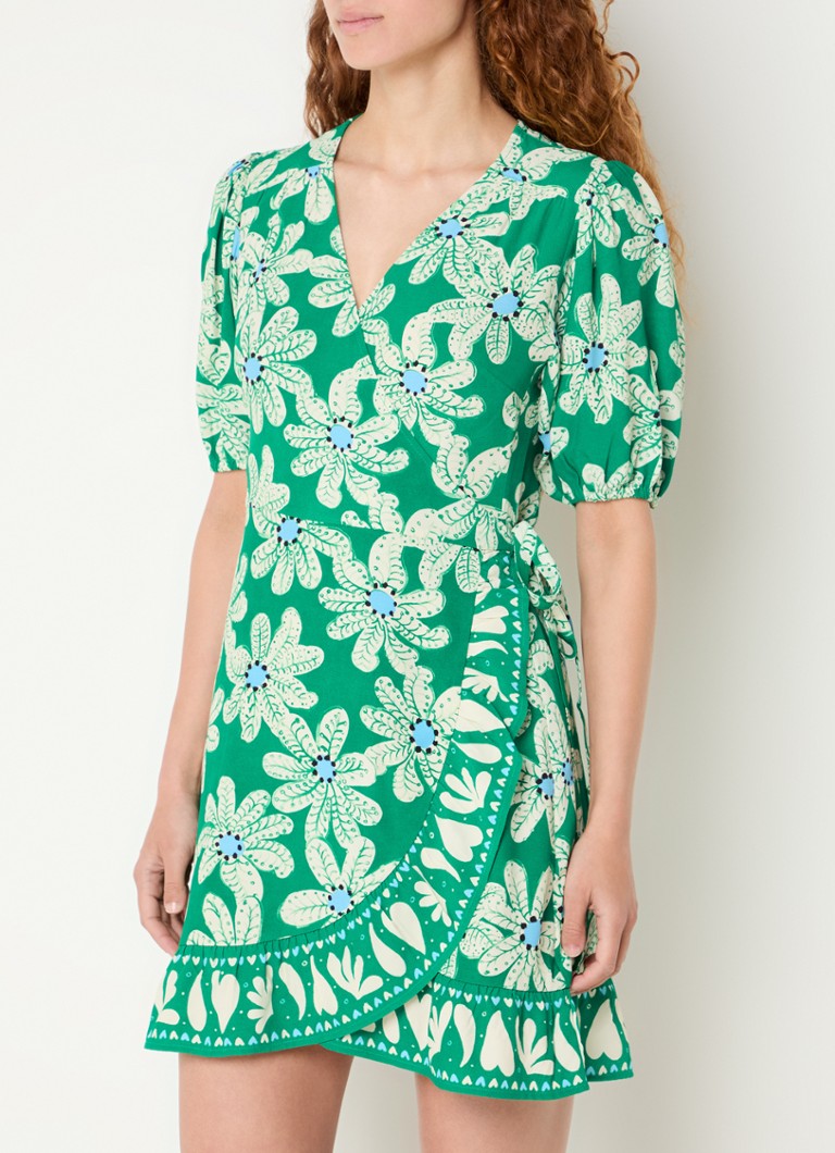Fabienne Chapot - Ariel mini wikkeljurk met bloemenprint - Groen