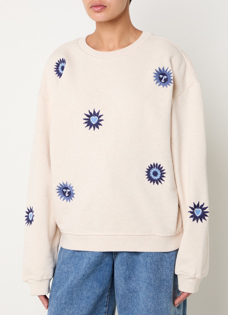 Fabienne Chapot - Luna sweater van biologisch katoen met borduring - Creme