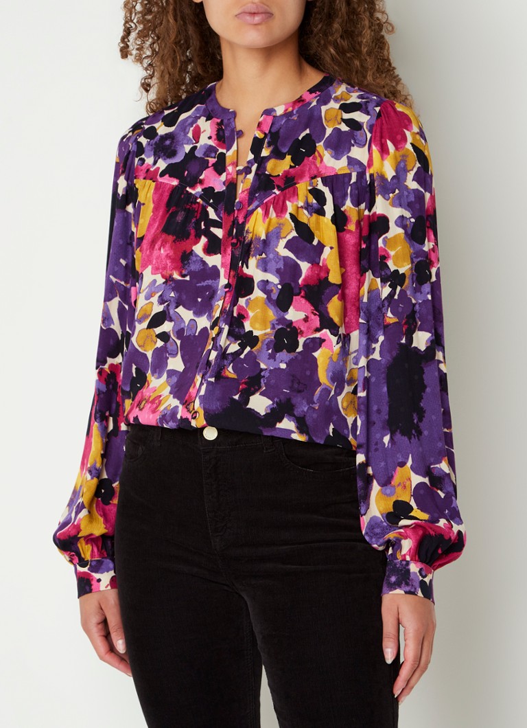 Fabienne Chapot Resa blouse met print en plooidetail • Paars ...