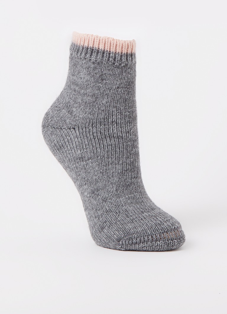 Falke - Cosy ribgebreide huissokken in alpaca wolblend - Grijsmele