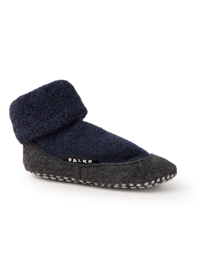 Falke - Cosyshoe pantoffel in wolblend met anti-slip - Donkerblauw