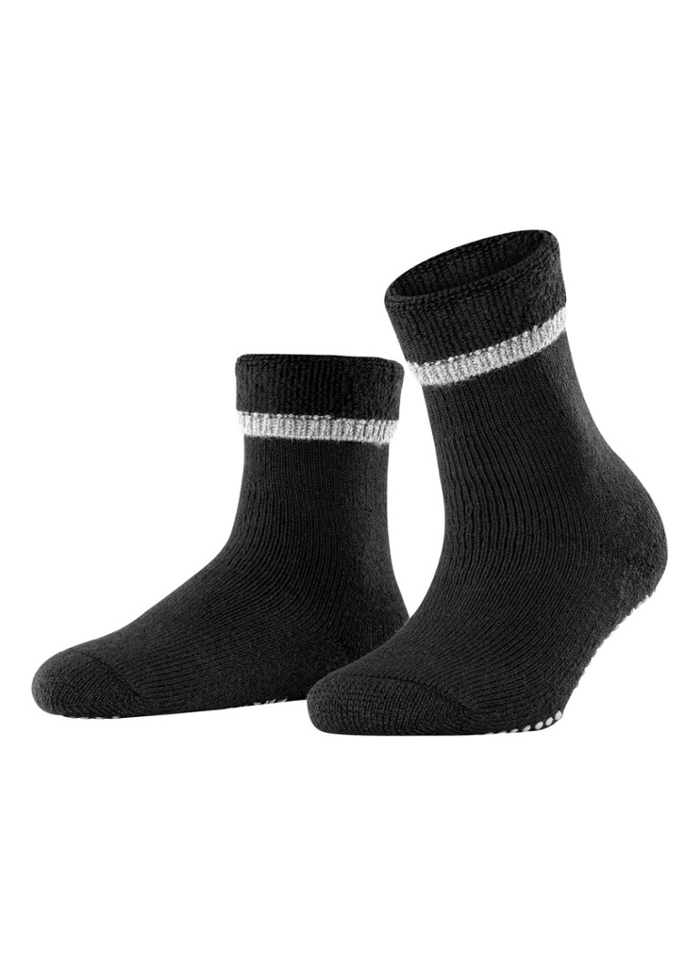 Falke - Cuddle Pads sokken in wolblend met anti-slip - Zwart