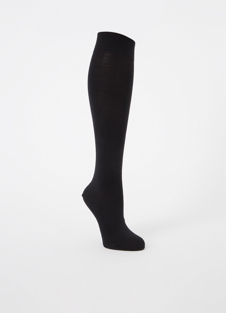 Falke - Softmerino kniekousen in wolblend - Zwart