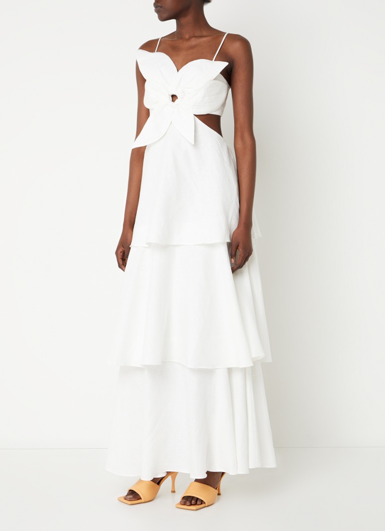 Farm Rio Gelaagde maxi jurk in linnenblend met cut-out detail - Main Image