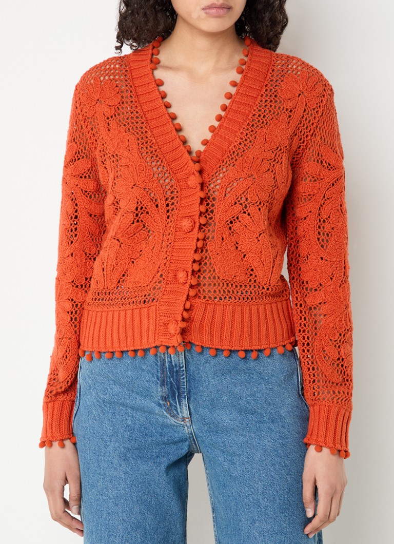 Farm Rio - Grofgebreid vest met opengewerkt dessin - Orange