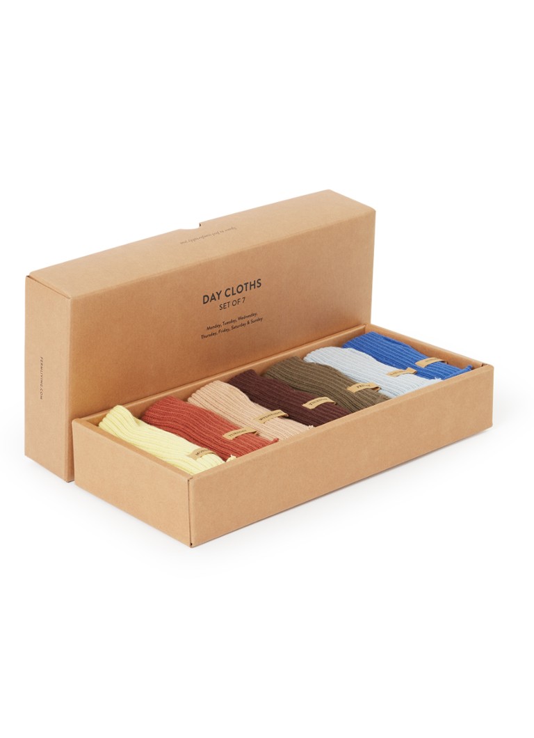 ferm LIVING - Day vaatdoek 26 x 26 cm set van 7 - Multicolor