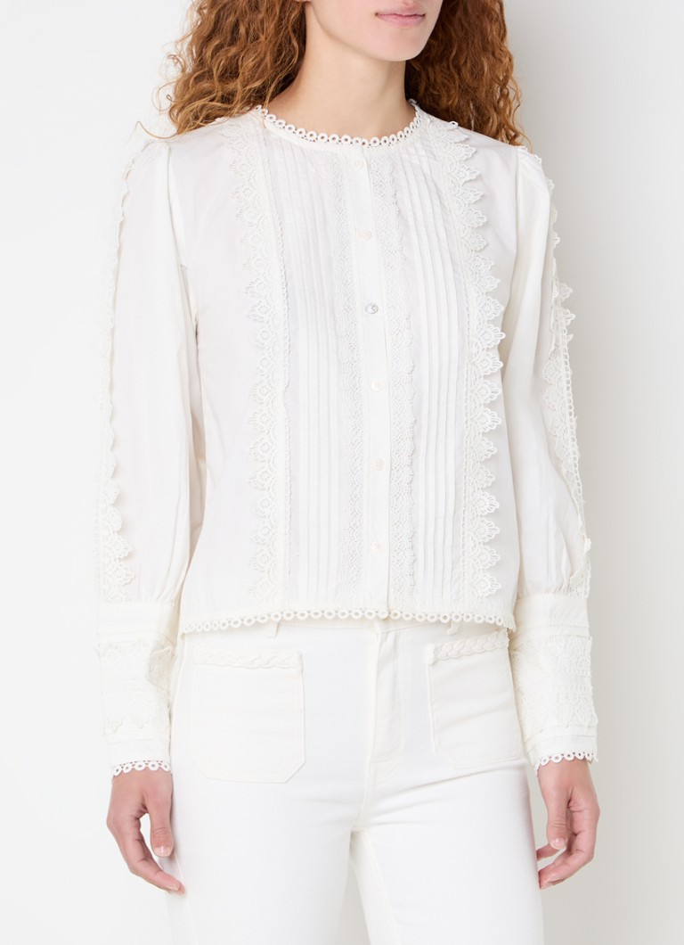 Fifth House - Geneve blouse met borduring - Gebroken wit