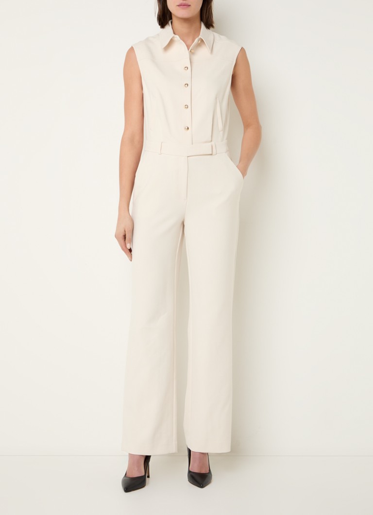 Fifth House - Gwenn straight fit jumpsuit met steekzakken - Creme