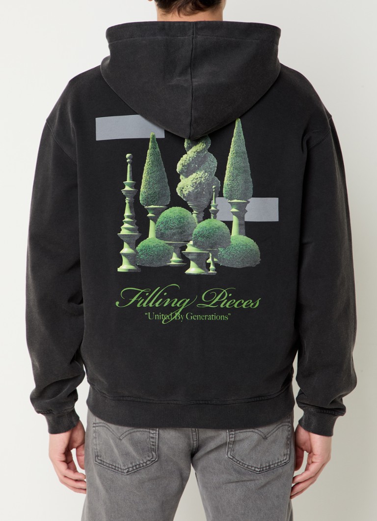 Filling Pieces - Sweatvest van biologisch katoen met logo - Zwart
