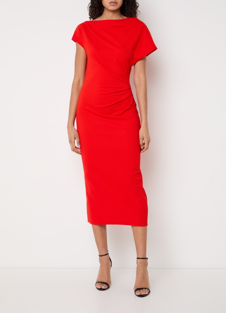 French Connection Valetta midi jurk met boothals • Rood