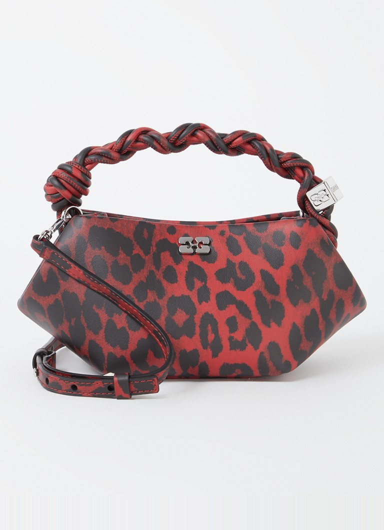 Ganni - Bou Mini handtas met panterprint en afneembare schouderriem - Donkerrood