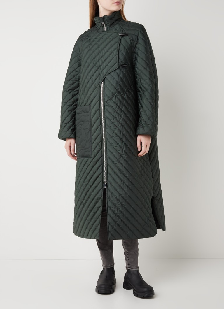Ganni - Gewatteerde jas met quilted patroon - Groen