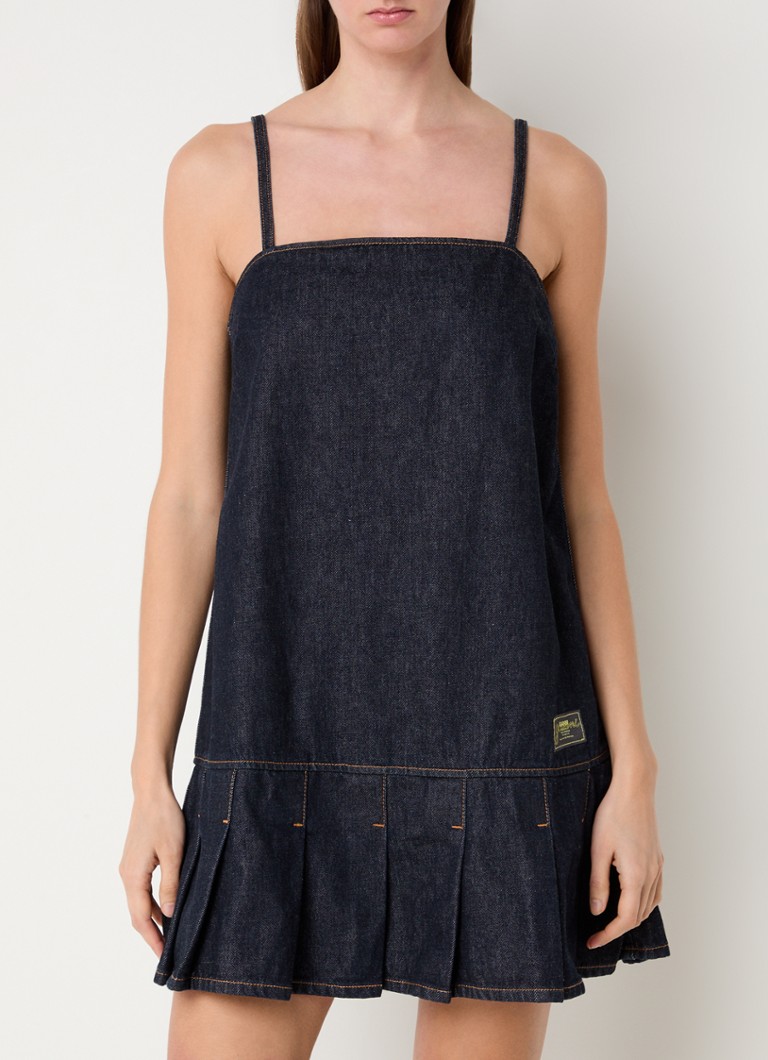 Ganni - Mini denim jurk met plooidetail  - Indigo