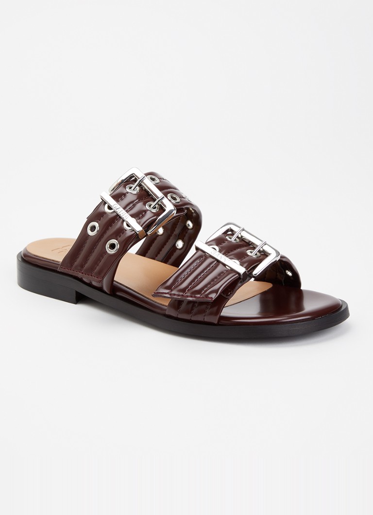 Ganni - Slipper met gesp detail - Bordeauxrood