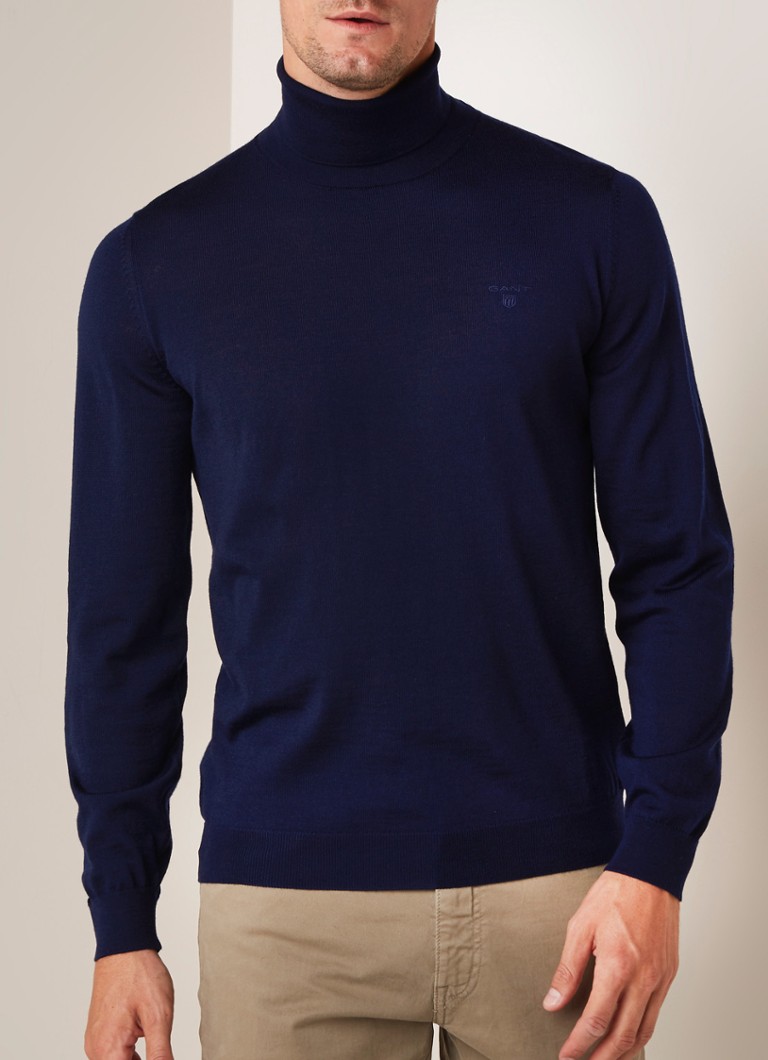 Gant - Fijngebreide coltrui van wol - Donkerblauw