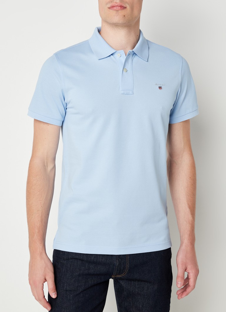Gant - Regular fit polo van piqué katoen met logoborduring - Lichtblauw