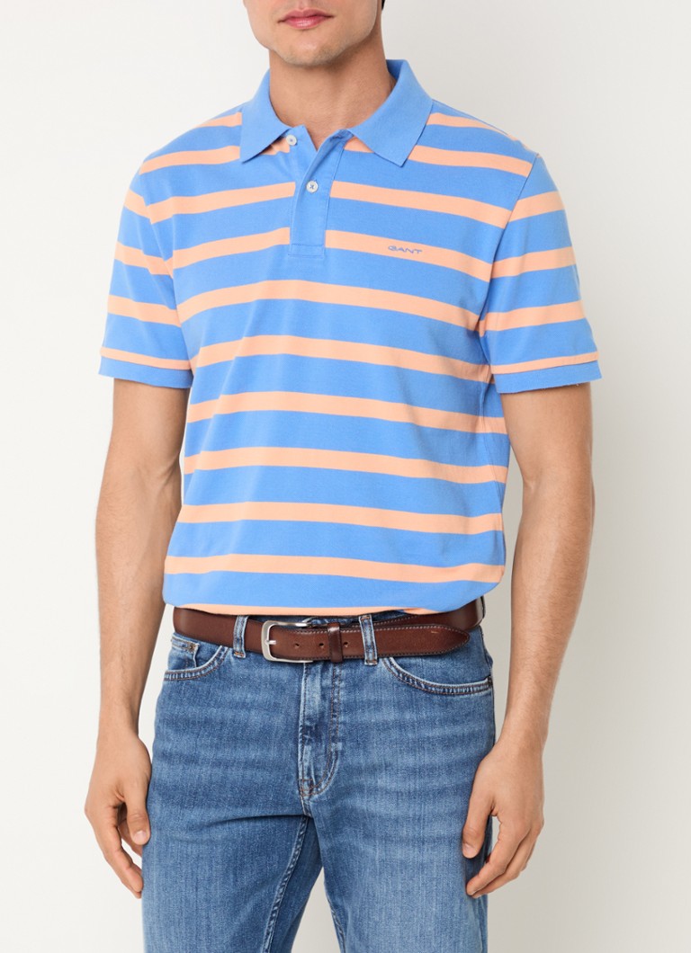 Gant - Regular fit polo van piqué katoen met streepprint - Blauw
