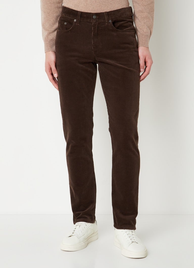 Gant - Slim fit jeans van corduroy  - Donkerbruin