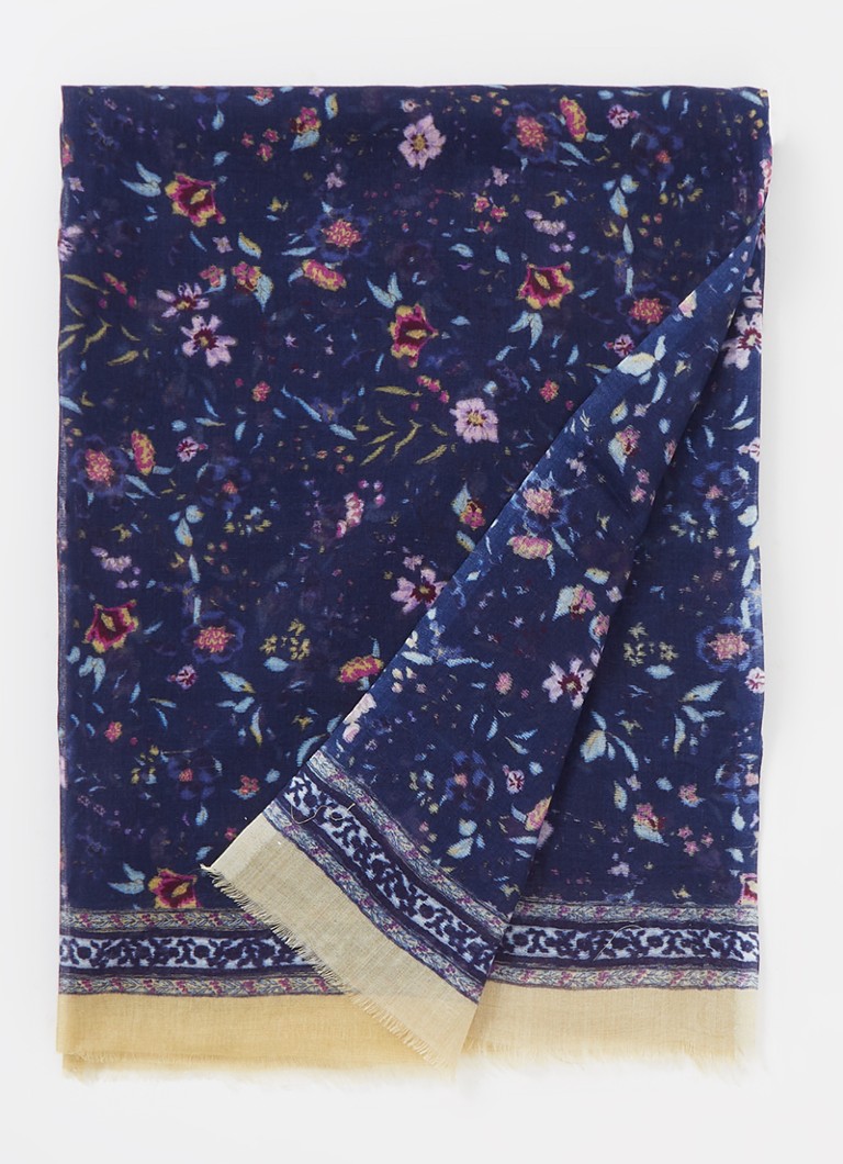 fusie regionaal Jongleren Gerard Darel Gala sjaal in zijdeblend met bloemenprint 180 x 70 cm • Blauw  • deBijenkorf.be