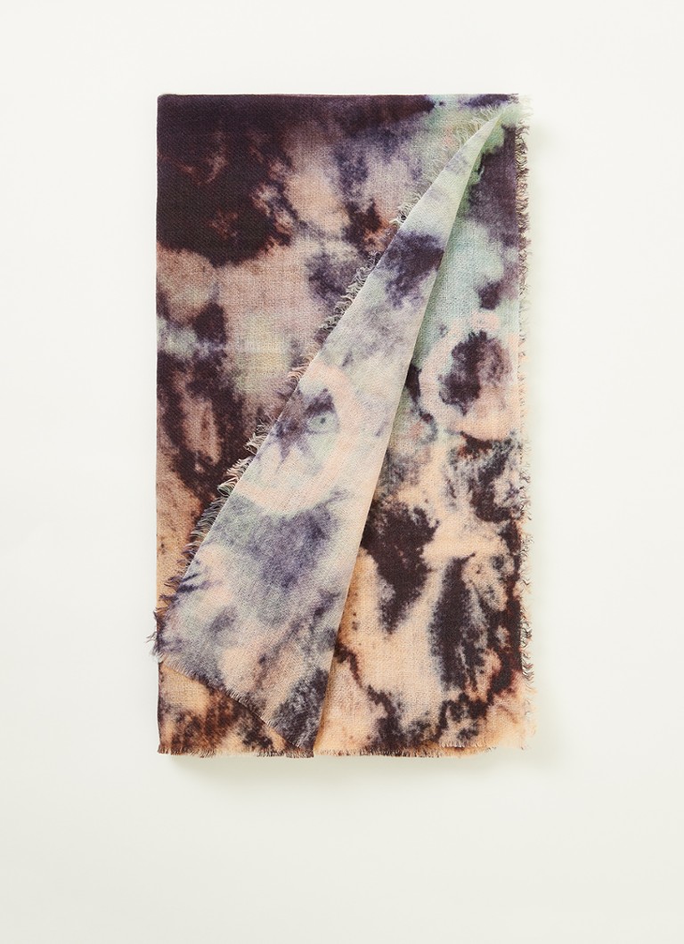 Gerard Darel - Gianni sjaal in wolblend met tie-dye dessin 75 x 185 cm - Donkerblauw