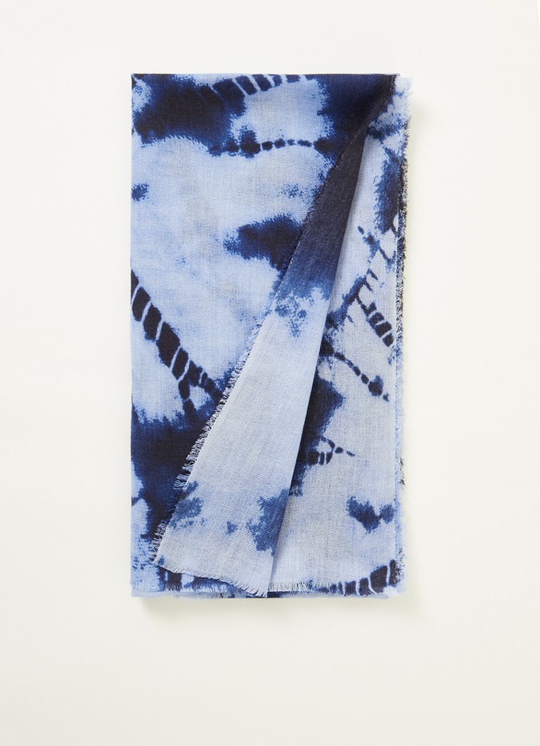 Gerard Darel - Graziella sjaal in wolblend met tie-dye dessin 180 x 75 cm - Blauw