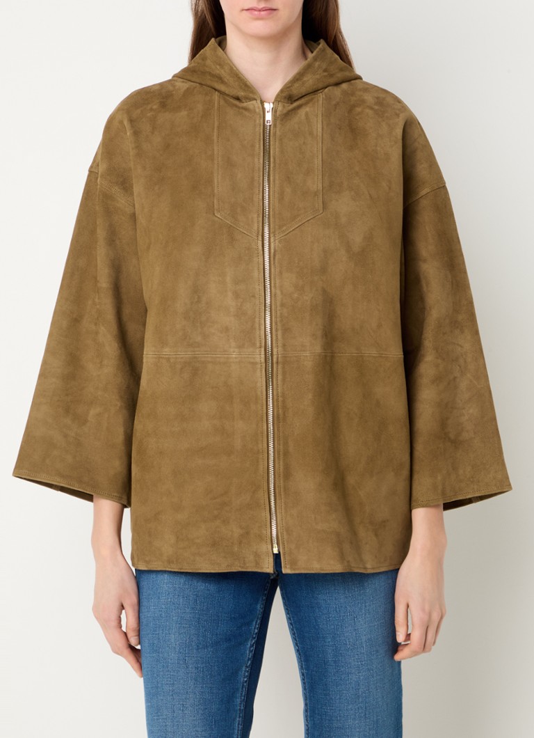 Gerard Darel - Roseline jack van geitensuède met capuchon - Bruin