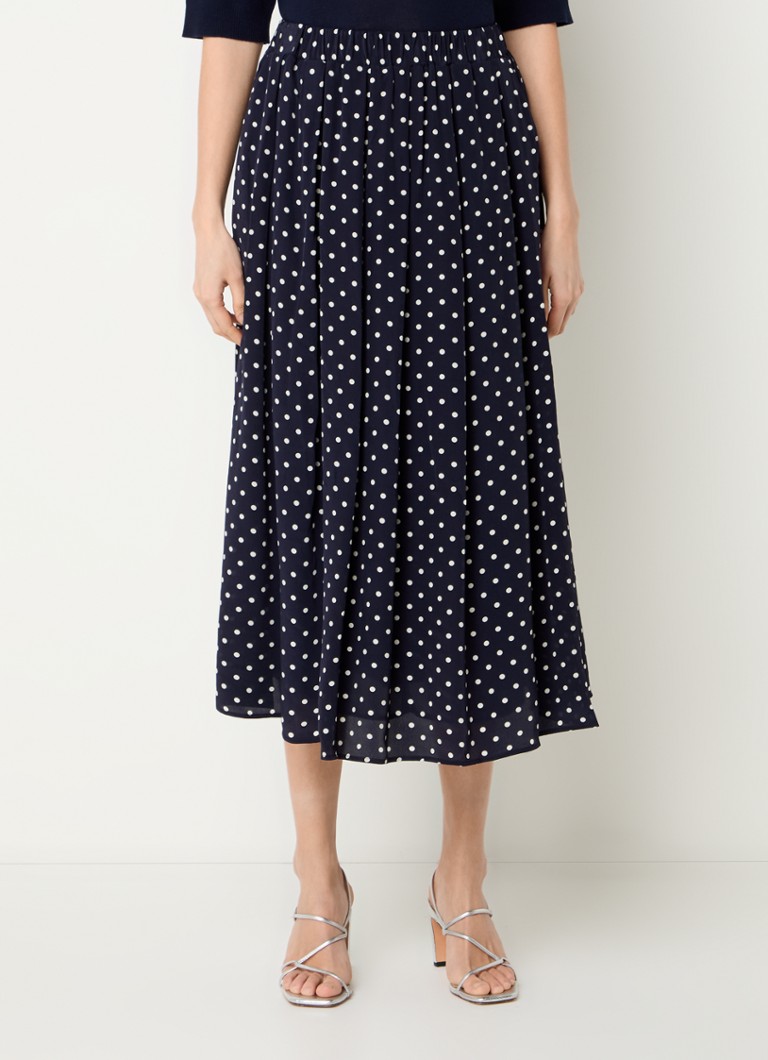 Gerard Darel - Vanya midi rok met stippenprint - Donkerblauw