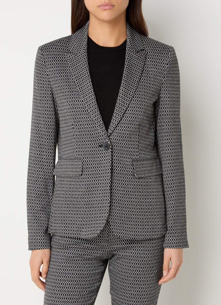 Gerry weber blazer met klepzakken en jacquard dessin zwart