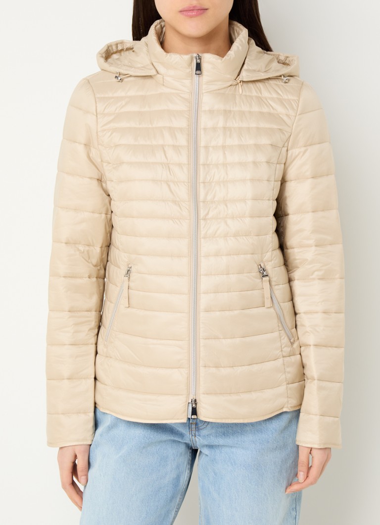 Gerry Weber - Gewatteerde jas met ritszakken en capuchon - Beige